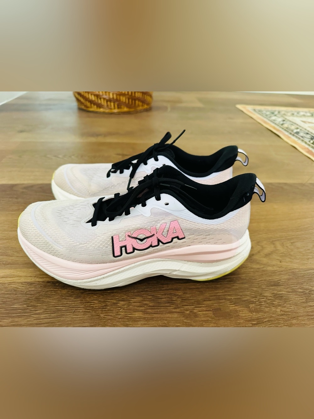 HOKA Skyflow Women’s Light Pink w Black Running Athletic Shoes Size 9B
